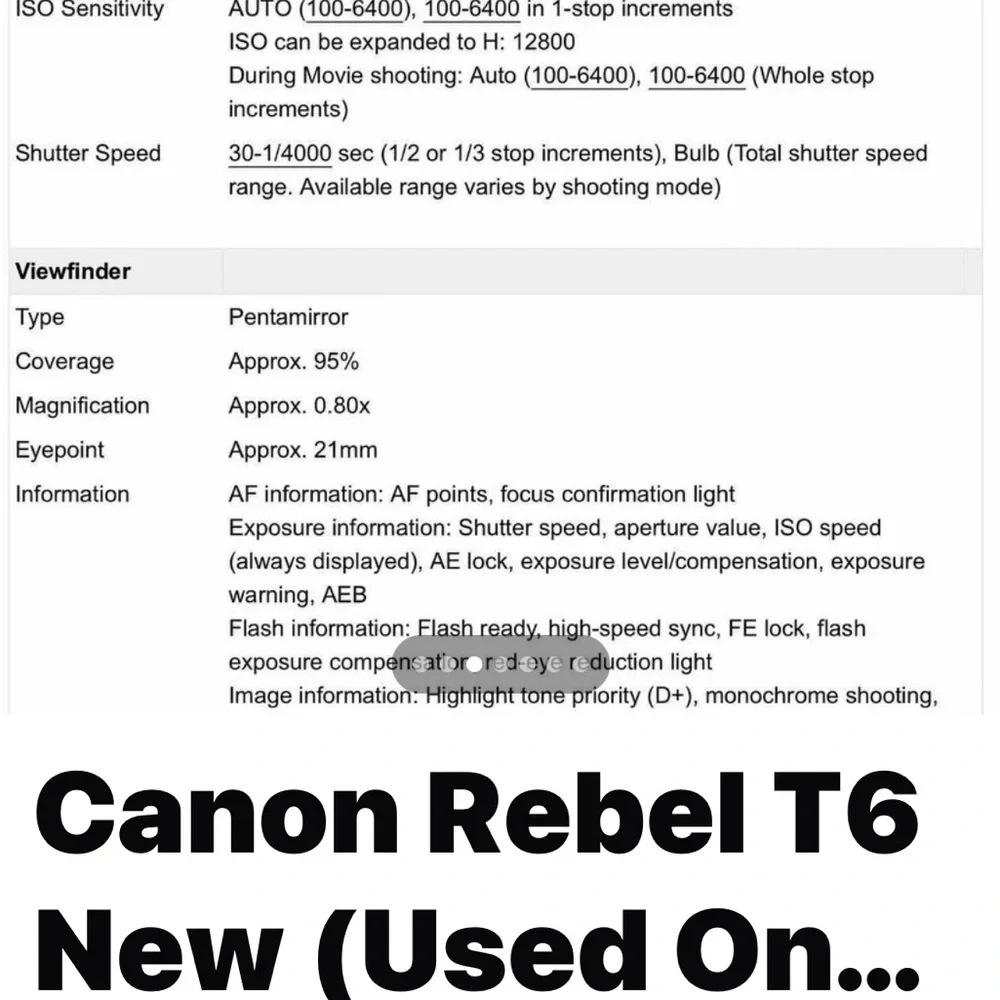 I’m selling my Canon Rebel 6 I used to 2 times still like new